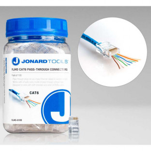 Наскрізні конектори Jonard Tools RJ45 (CAT6) для одножильних та багатожильних провідників (100 шт)