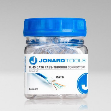 Сквозные коннекторы Jonard Tools RJ45 (CAT6) для одножильных и многожильных проводников (50 шт)