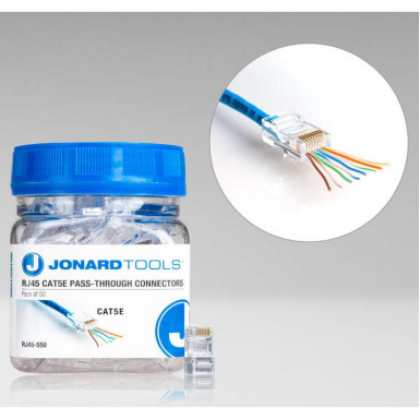 Сквозные коннекторы Jonard Tools RJ45 (CAT5e) для одножильных и многожильных проводников (50 шт)