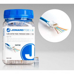 Сквозные коннекторы Jonard Tools RJ45 (CAT5e) для одножильных и многожильных проводников (100 шт)