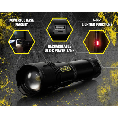 Ліхтар тактичний Solis F1, LED, акумуляторний, з магнітом, зумом та USB