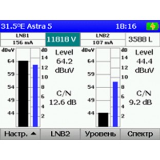 Режим позиционирования антенны с двойным LNB